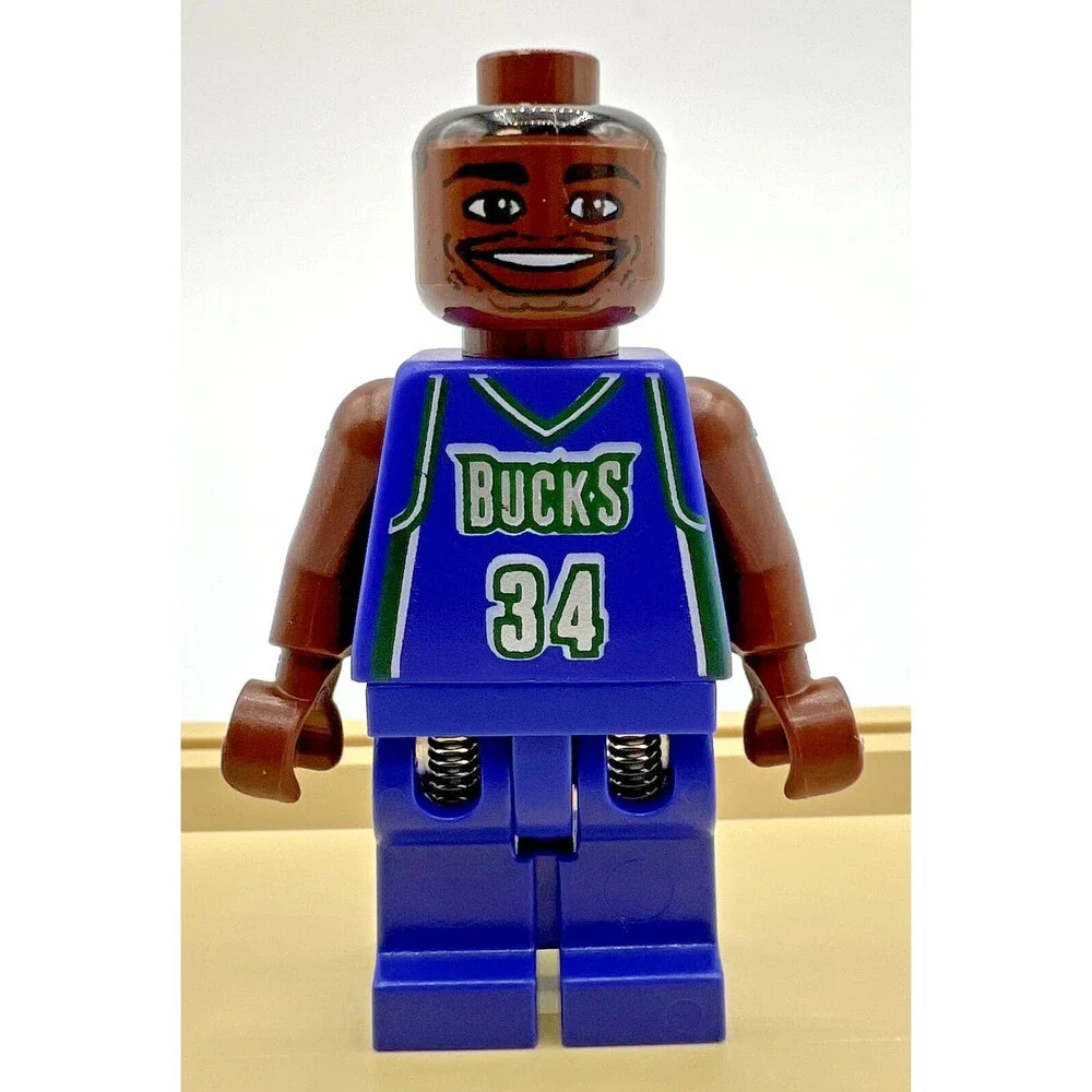 LEGO Sports Basketball NBA Minifigure Ray Allen # 34 Milwaukee Bucks w/Stand